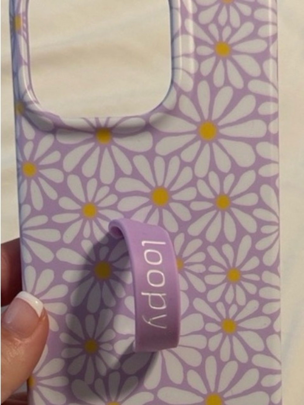 Loopy Case Lavender Daisy Phone Case with Loop Grip